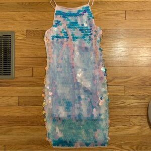 Iridescent Pink/Blue Sequin Party Dress - Eras Tour Vibes! 🪩